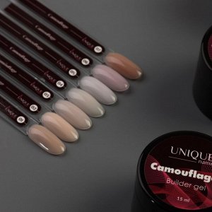 Camouflage 01 камуфлирующий гель Unique для наращивания/моделирования и укрепления ногтей, 15 мл