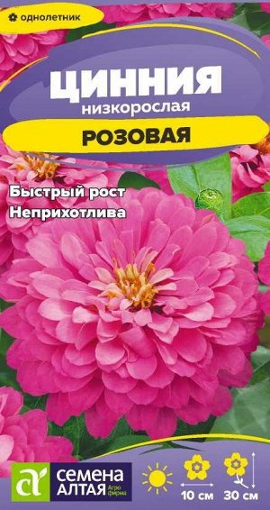 Цветы Цинния Розовая низкорослая/Сем Алт/цп 0,2 гр.