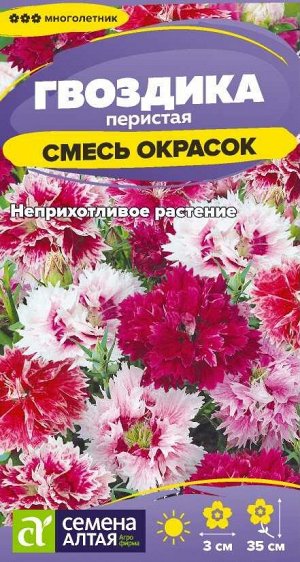 Цветы Гвоздика Перистая Смесь окрасок/Сем Алт/цп 0,1 гр. многолетник