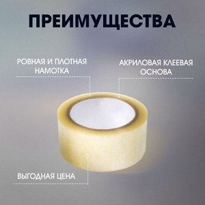 Лента клейкая ТУНДРА, прозрачная, 40 мкм, 48 мм x 100 м