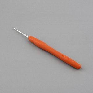 Крючок для вязания, с силиконовой ручкой, d=2.5 мм, 14 см, оранжевый