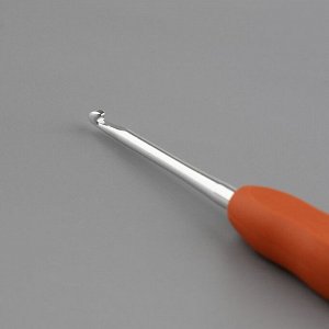 Крючок для вязания, с силиконовой ручкой, d=2.5 мм, 14 см, оранжевый