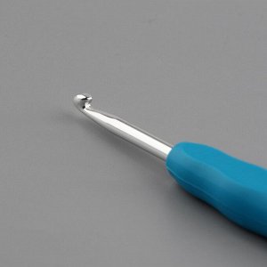 Крючок для вязания, с силиконовой ручкой, d=4 мм, 14 см, голубой