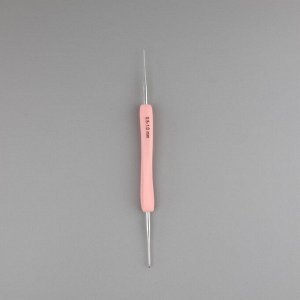 Крючок для вязания, двусторонний, с силиконовой ручкой, d=0.5/1 мм, 13.5 см, розовый