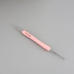 Крючок для вязания, двусторонний, с силиконовой ручкой, d=0.5/1 мм, 13.5 см, розовый