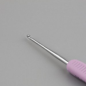 Крючок для вязания, двусторонний, с силиконовой ручкой, d=1.5/2 мм, 13.5 см, сиреневый