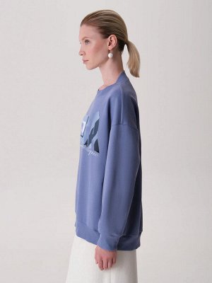 Oversize свитшот с принтом Голубой