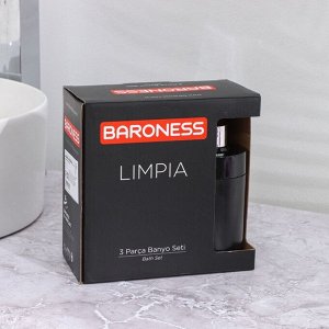 Аксессуары для ванной BARONESS Limpia, 3 предмета, стакан для зубных щёток, дозатор, мыльница, чёрные