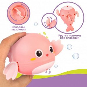 Заводная игрушка для ванны Крошка Я «Китенок», розовая, от 3 мес.