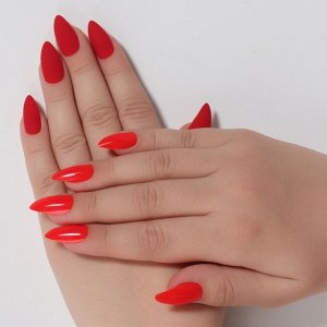 Накладные ногти, 24 шт., с клеевыми пластинами, форма миндаль, матовые/глянцевые, алые