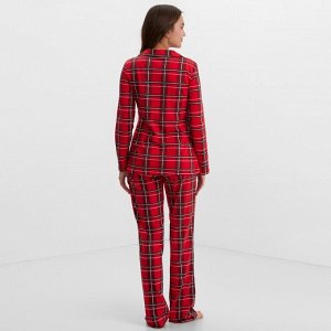 Пижама новогодняя женская (рубашка, брюки) KAFTAN «Клетка»