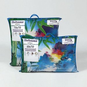 Подушка стёганная 50х70 см, бамбуковое волокно, ткань тик, п/э 100%