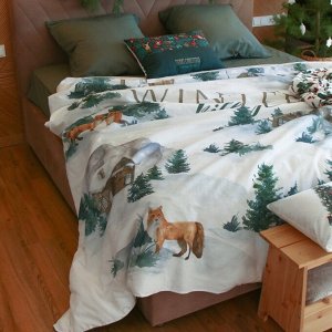 Постельное бельё "Этель" Евро Winter village 200*217 см, 220*240 см, 70*70 см - 2 шт, бязь 125гр/м2