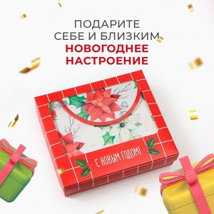 Набор новогодний подарочный "Этель" Christmas red flowers, фартук, полотенце, прихватка