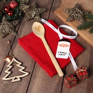 Набор подарочный Доляна From Santa: бордовый, полотенце 35*60 см, хлопок 100%, ваф 220 г/м*
