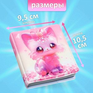 Записная книжка подарочная 96л,линия, цветной блок,обложка ПВХ 3D Кошка (9,5х10,5см)