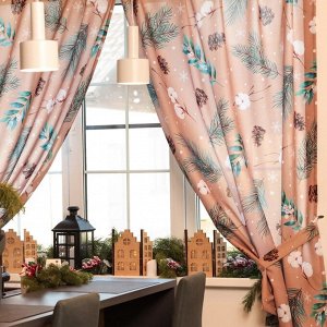 Комплект штор для кухни с подхватами «Этель» Fir branches, 145x180 см - 2 шт., габардин