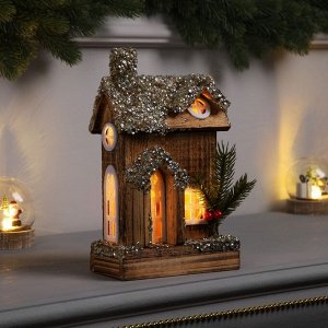 Фигура деревянная «Изба», 24x15x7 см, 3 LED, батарейки AAx2 (не в комплекте), свечение теплое белое