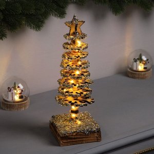 Фигура деревянная «Ёлочка», 30x10x10 см, 35 LED, батарейки AAx2 (не в комплекте), свечение теплое белое