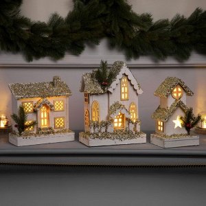 Фигура деревянная «Хижина», 23x10x13 см, 3 LED, батарейки AAx2 (не в комплекте), свечение теплое белое