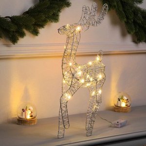 Светодиодная фигура «Олень бежевый» 45x22x6 см, 20 LED, батарейки ААx2 (не в комплекте), свечение теплое белое