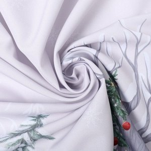Комплект штор для кухни с подхватами «Новогоднее чудо» 145x180+/-5 см - 2 штуки, габардин