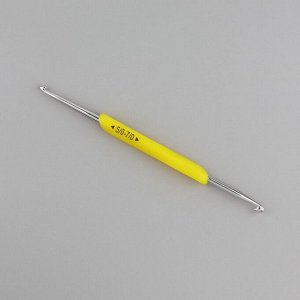 Крючок для вязания, двусторонний, с силиконовой ручкой, d=5/7 мм, 13.5 см, жёлтый