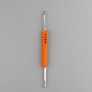 Крючок для вязания, двусторонний, с силиконовой ручкой, d=3/4 мм, 13.5 см, оранжевый