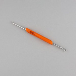 Крючок для вязания, двусторонний, с силиконовой ручкой, d=3/4 мм, 13.5 см, оранжевый