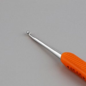 Крючок для вязания, двусторонний, с силиконовой ручкой, d=3/4 мм, 13.5 см, оранжевый