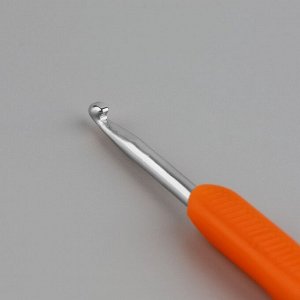 Крючок для вязания, двусторонний, с силиконовой ручкой, d=3/4 мм, 13.5 см, оранжевый