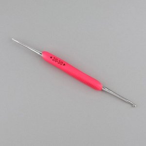 Крючок для вязания, двусторонний, с силиконовой ручкой, d=2/3 мм, 13.5 см, розовый