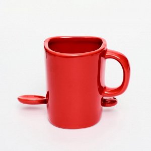 Кружка с ложкой и отсеком для печенья новогодняя Дорого внимание «Желания сбудутся», 200 мл, керамика