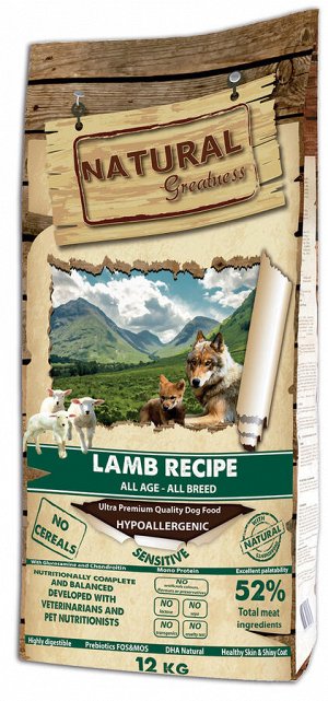 Natural Greatness Lamb Recipe Sensitive сухой корм для собак 12 кг