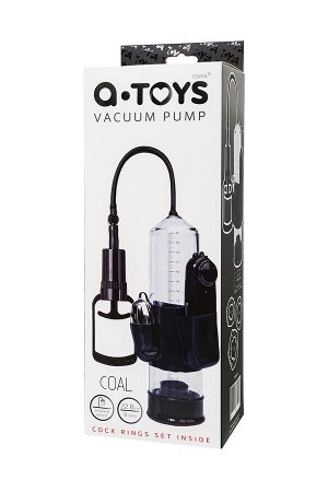 Помпа для пениса A-Toys by TOYFA Coal с вибрацией, PVC, чёрный, 22,8 см
