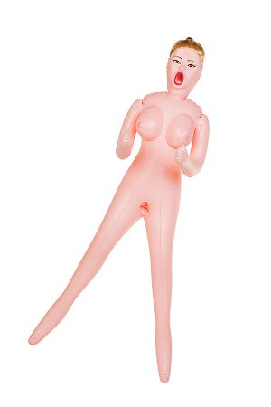 Кукла надувная Dolls-X by TOYFA Hannah, блондинка, с тремя отверстиями, кибер вставка: вагина