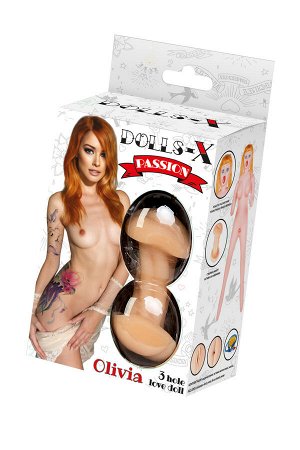 Кукла надувная Dolls-X by TOYFA Olivia, рыжая, с тремя отверстиями, кибер вставка: вагина-анус