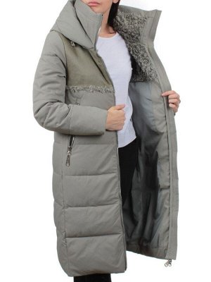 23-636 OLIVE Пальто зимнее женское (холлоффайбер 150 гр., искусственная дубленка)