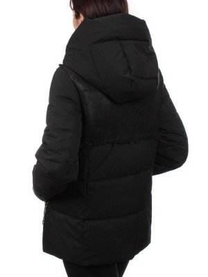 23-696 BLACK Куртка зимняя женская (холлоффайбер 150 гр., искусственная дубленка)