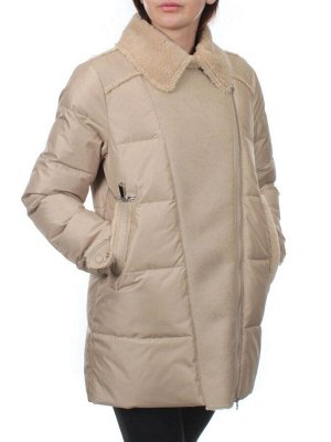 033 BEIGE Куртка зимняя облегченная женская (холлоффайбер 150 гр., искусственная дубленка)