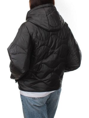 23-061 BLACK Куртка оверсайз демисезонная женская (синтепон 100 гр.)