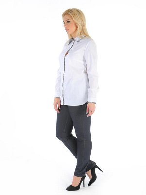 Блуза жен Состав: 97%х/б+3%эл
Рубашка с длинным рукавом и отложным воротничком, переходящим в планку на пуговицах. По внутренней стороне воротничка, планки и манжет выполнена контрастная отделка.
Рос