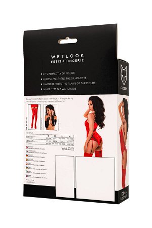 Боди Glossy Doja из материала Wetlook, красный, M