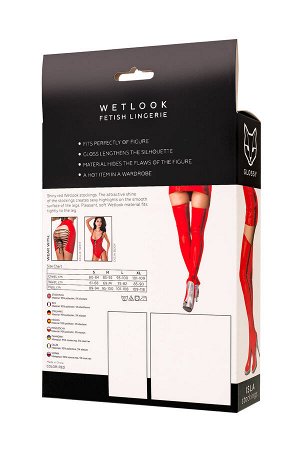 Чулки Glossy Isla из материала Wetlook, красный, M