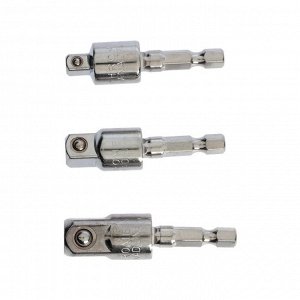 Набор шарнирных адаптеров для шуруповерта ТУНДРА, CrV, 1/4 - 3/8 - 1/2", 52 - 57 мм, 3 шт.