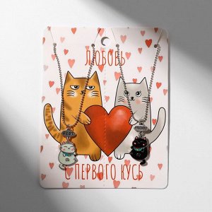 Кулоны парные «Пузатые котики», цвет чёрный/белый, 45 см