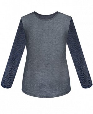 Джинсовая блузка с гипюром для девочки Цвет: серый