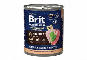 BRIT Premium by Nature 850гр.консервы для собак(Индейка/Утка) *8 1199