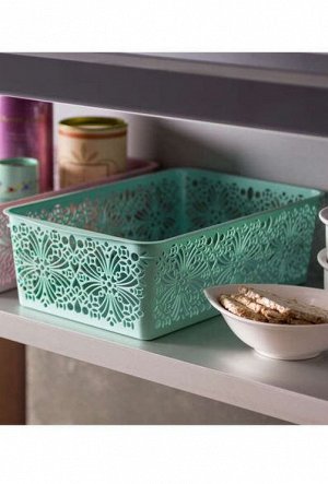 КОРЗИНКА  для дома УНИВЕРСАЛЬНАЯ "FLORAL", 250Х150Х75 ММ (зеленый)