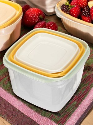 КОМПЛЕКТ КОНТЕЙНЕРОВ ДЛЯ ПРОДУКТОВ CLEVER 3ШТ, 0,45Л + 0,75Л + 1,2Л (Микс 1)